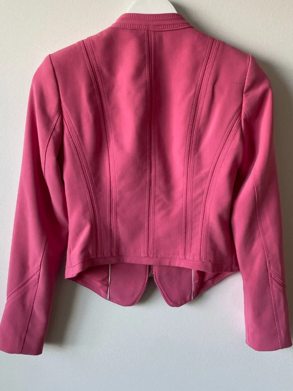 White House Black Market Pink Moto Jacket | Size 0 | Chic Fitted Blazer - Picture 4 of 12
